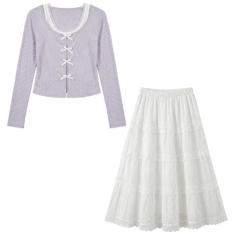 FABRIC PIG Two Piece Skirt Sets Women's Crew Neck Moderate