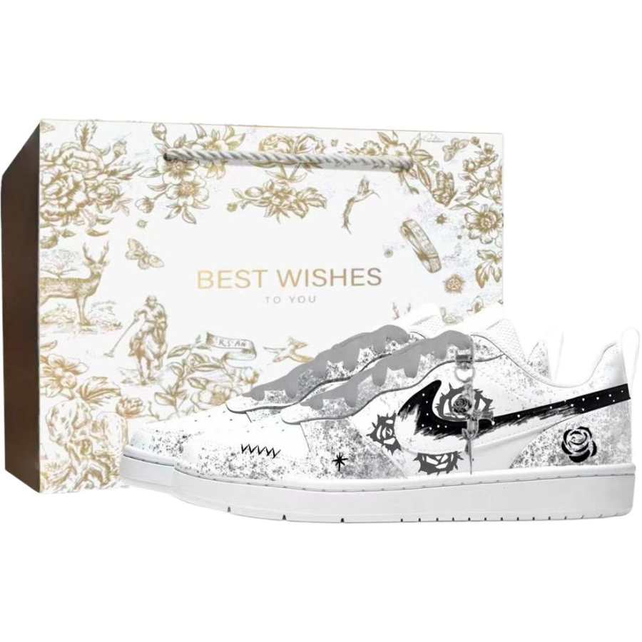 Nike Nike Court Borough Leather Slip Resistant Cushioning Abrasion Resistant Breathable