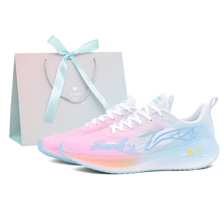 Li-Ning Li Ning Wuyue Breathable Abrasion Resistant Low top Casual Training Long Distance Running Shoes Unisex Pink Blue