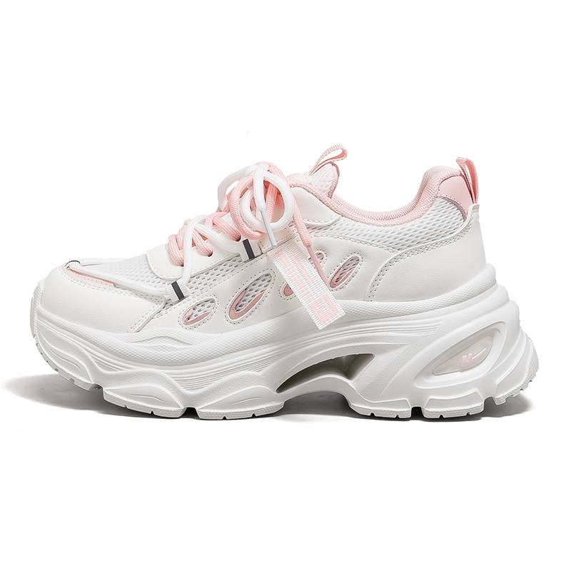 Warrior Cushioning Abrasion Resistant Breathable Low top Chunky Sneakers Women's White Pink