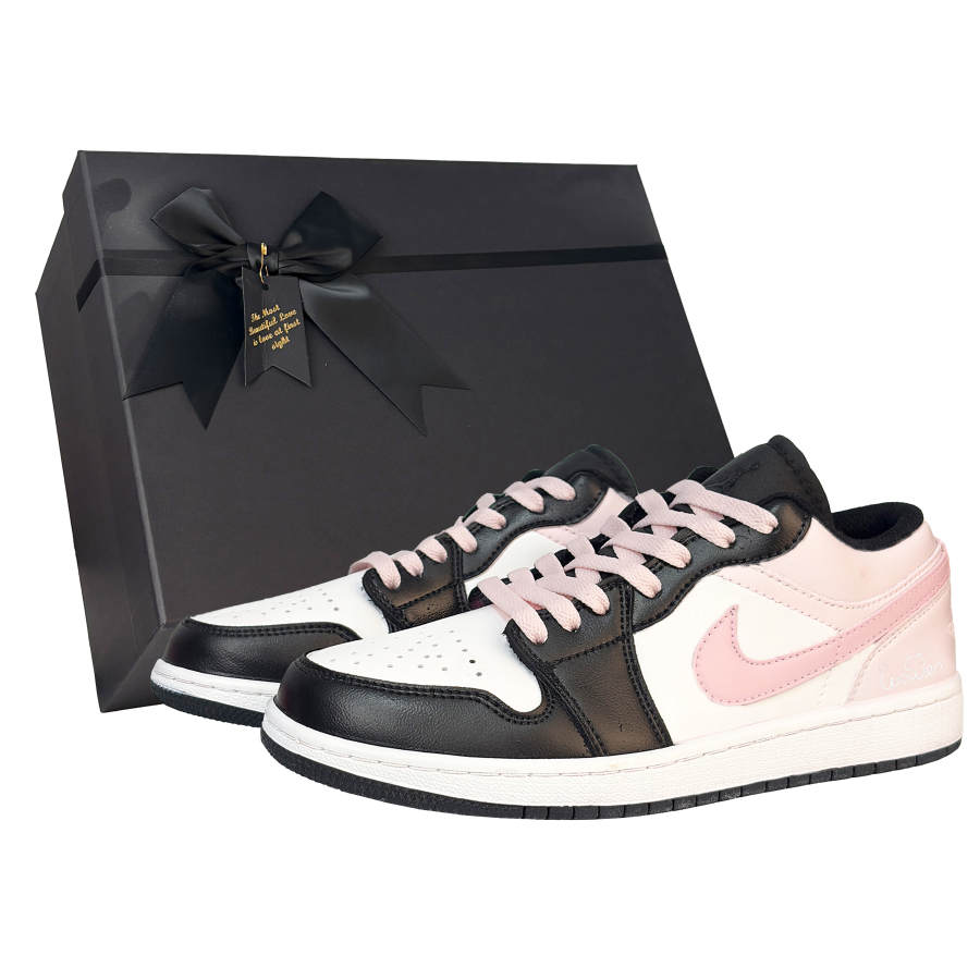 Jordan Jordan Air Jordan 1 Black Cheeseberry BOX Slip Resistant Abrasion Resistant Low top Children's Basketball Shoes