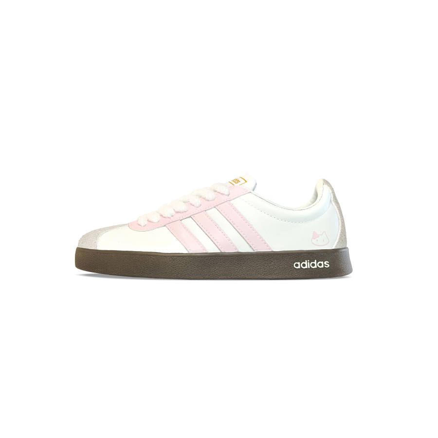 Adidas Adidas VL COURT 2.0 Meowth Shiro Leather Abrasion Resistant Low top Skateboard Shoes Unisex Pink White