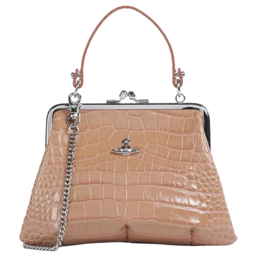 Vivienne Westwood Granny Frame Calfskin Crossbody Handbag Women's Gray Pink