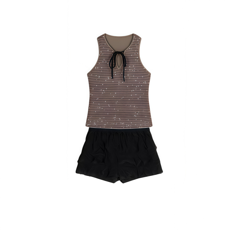 Dear Zhazha Two Piece Skirt Sets Women's V Neck Thin Short