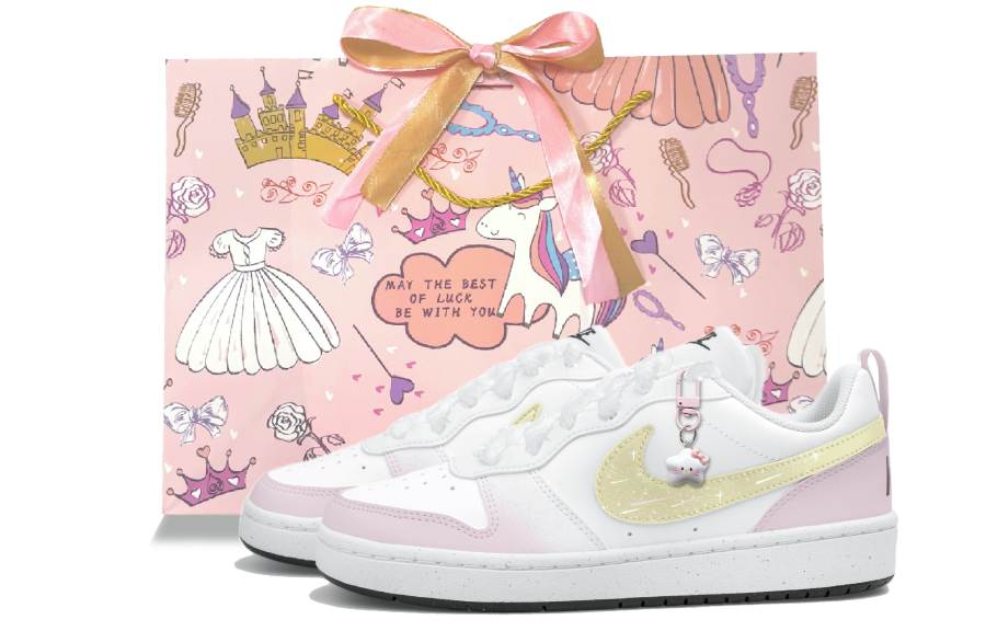 Nike Nike Court Borough Low top Kids' Skateboarding Shoes White Pink Teenagers