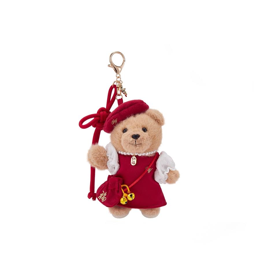 Teenie Weenie Spring Festival Limited Edition Teenie Weenie Plush Pearl Polyester Metal Charms Unisex Red