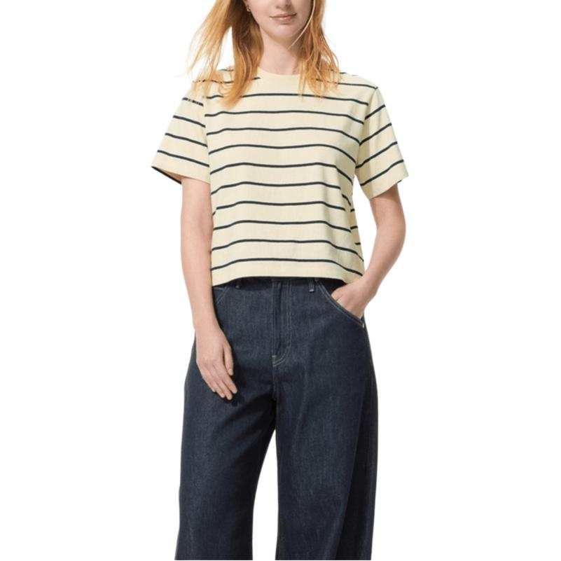 UNIQLO T Shirts Women's Light Beige Crew Neck