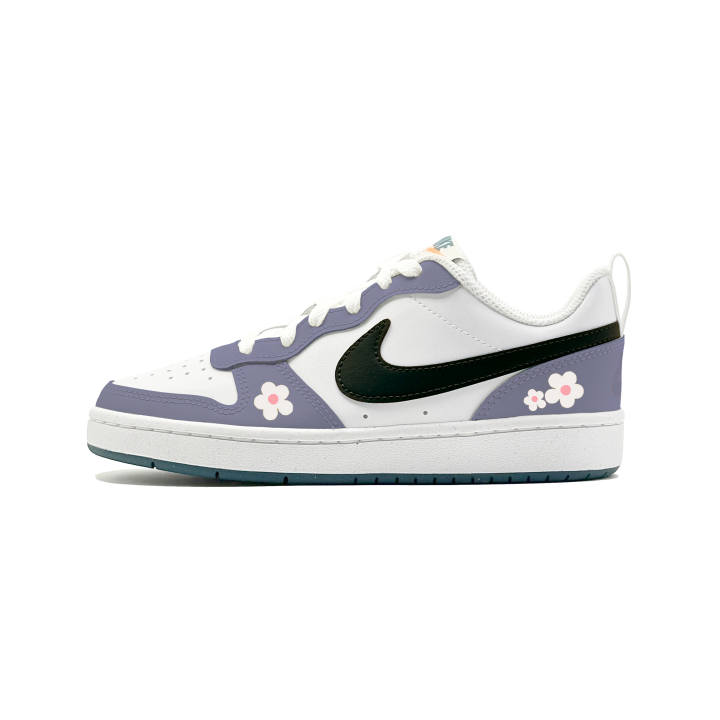 Nike Nike Court Borough 2 Purple Rhythm Leather Slip Resistant Abrasion Resistant Cushioning Low top