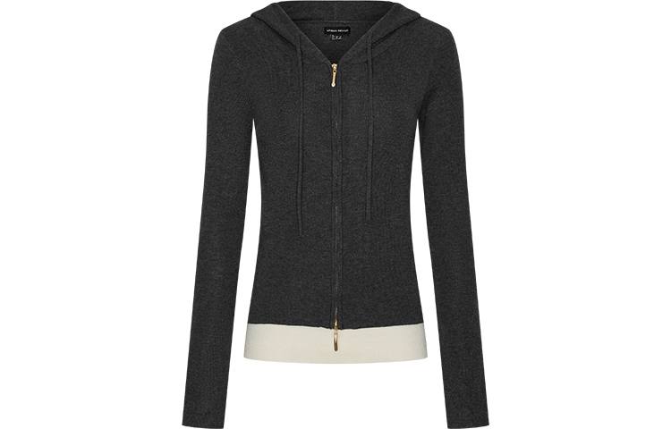 URBAN REVIVO Sweaters Women's Dark Gray Hooded Moderate Cardigan