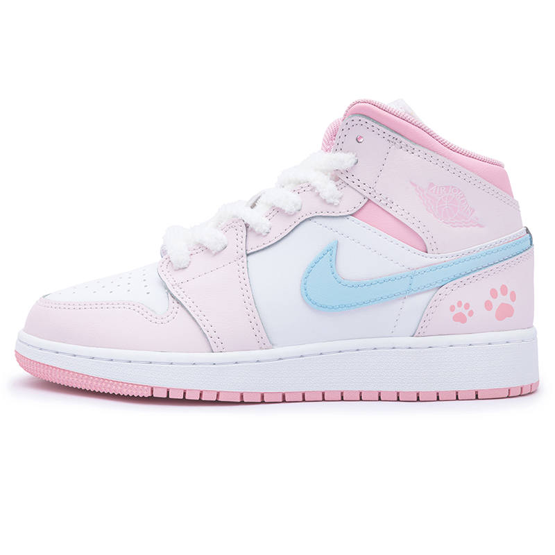 Jordan Jordan Air Jordan 1 Meow Claw Sweet Pink Abrasion Resistant Slip Resistant Abrasion Resistant Slip Resistant Mid top