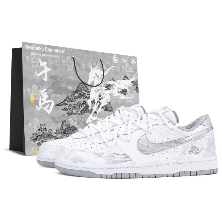 Nike Nike Big Cloud Stepping, Special Shopping Bag Leather Low top Skateboard Shoes Unisex Gray