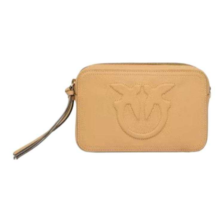 PINKO Cow Leather Clutch Small Women's Khaki