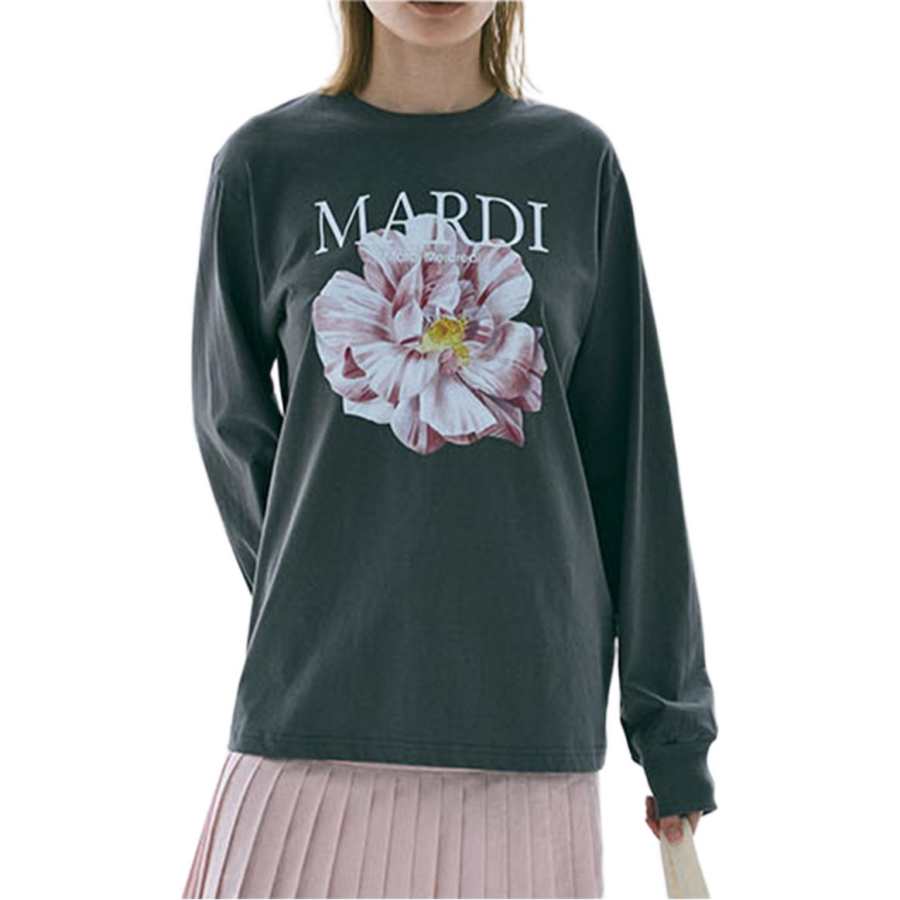 MARDI MERCREDI T Shirts Women's Charcoal Gray Crew Neck Moderate