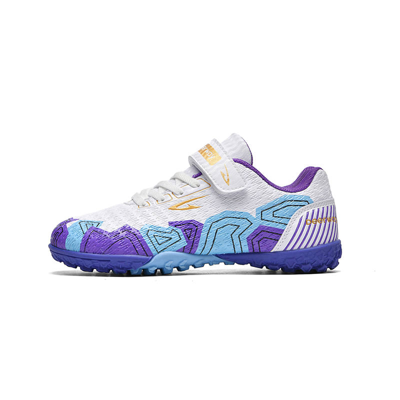 DEERWAY Lightweight Cushioning Slip Resistant Low top Kids' Soccer Shoes White Purple Kids'