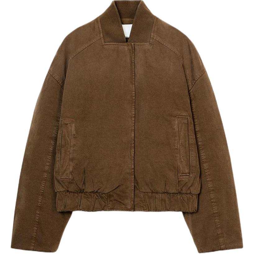 ZARA Jackets Women's Brown Crew Neck Moderate Other