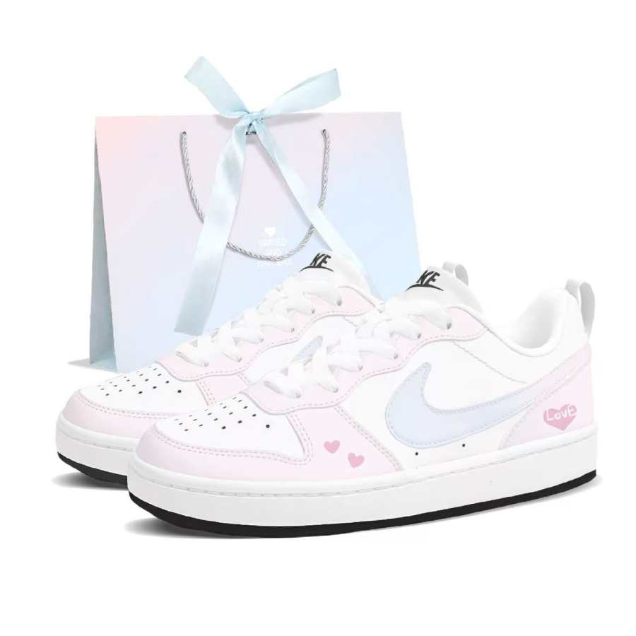 Nike Nike Court Borough Love Cherry Blossom Pink GS Leather Low top Skateboard Shoes Women's White Pink