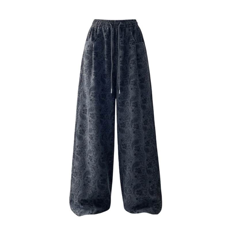 Sugarfunk Casual Pants Women's Gray Thin Wide Leg Pants
