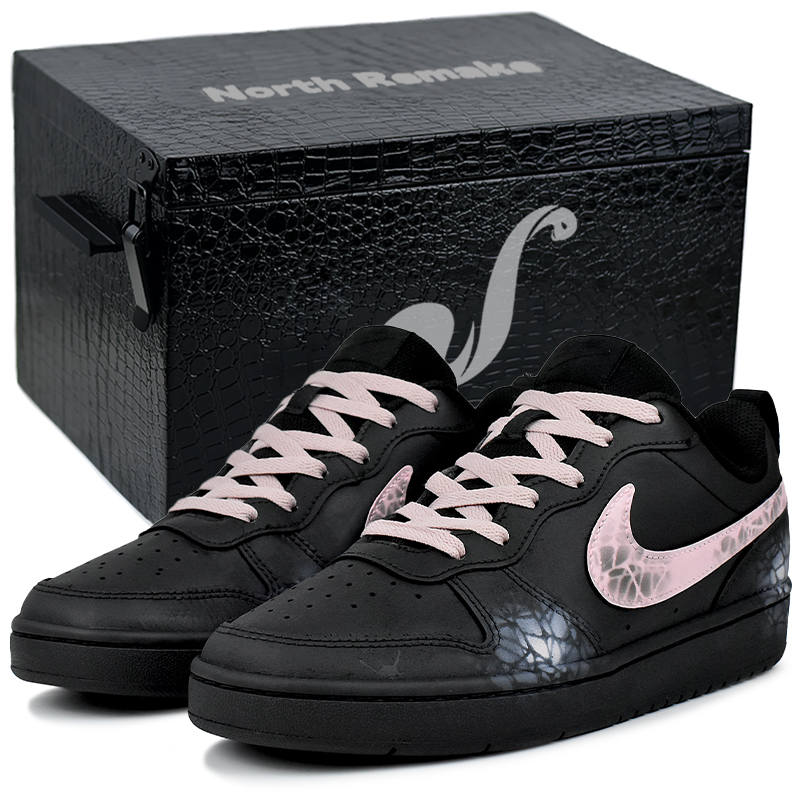 Nike Nike Court Borough Black Peach Fortune Slip Resistant Abrasion Resistant Low top Kids' Skateboarding Shoes Teenagers