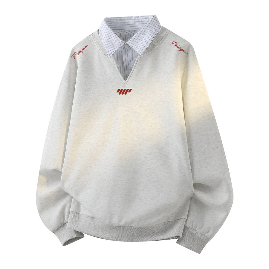 PAL ONGACO Sweatshirts Unisex Shirt Collar Moderate Mock Two Piece