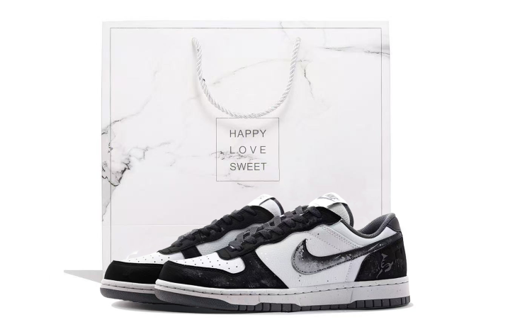 Nike Nike Big Genuine Leather Coverage Cushioning Abrasion Resistant Low top Skateboard Shoes Unisex Black