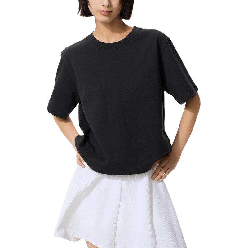 UNIQLO SS26 T Shirts Women's Black Crew Neck Moderate Straight Fit