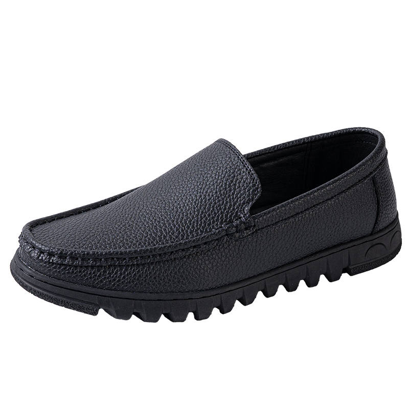 FEIYING Cow Split Leather Casual Business Leather Shoes Men's Black