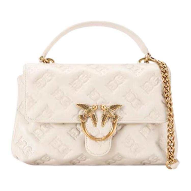 PINKO Love Bag Puff Sheepskin Shoulder Bag, Crossbody Bag, Handbag Medium Women's White
