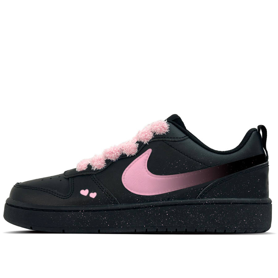 Nike Nike Court Borough Velvet Pink Nebula Leather Slip Resistant Abrasion Resistant Low top Kids' Skateboarding Shoes Black