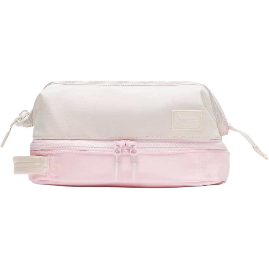 Lululemon Dual Compartment Nylon Toiletry Bag, Travel Storage Bag Unisex Light Ivory & Pink