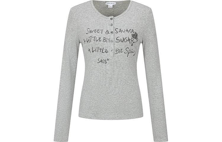 URBAN REVIVO T Shirts Women's Heather Gray Crew Neck