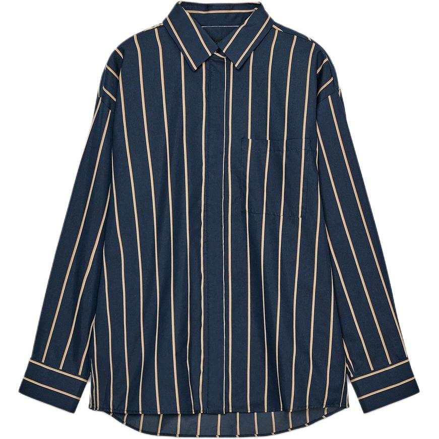 ZARA ZW Shirts Women's Stripes Lapel