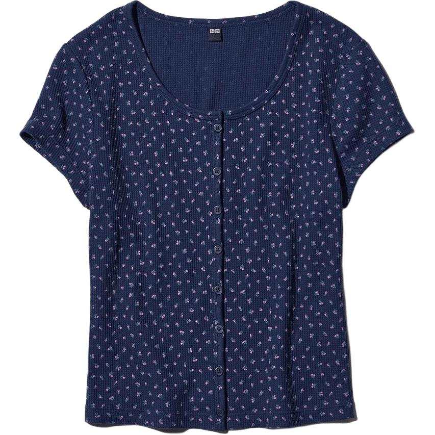 UNIQLO SS26 T Shirts Women's Navy Blue Crew Neck