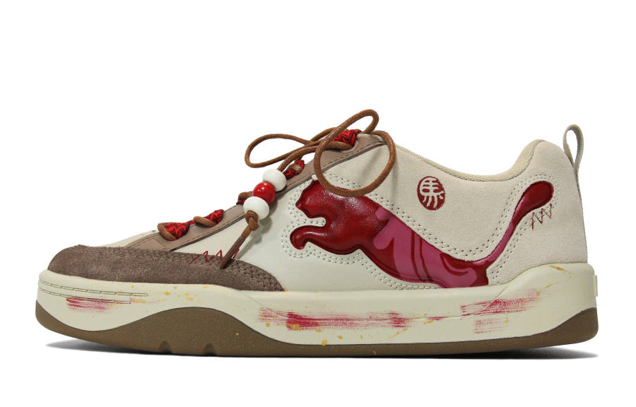 PUMA Park Lifestyle Walking Planet, Red Gold PUMA Split Cow Leather, Artificial Leather Low top Skateboard Shoes Unisex