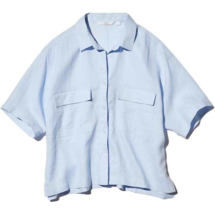UNIQLO SS26 Shirts Women's Light Blue Half Open Collar Moderate Other