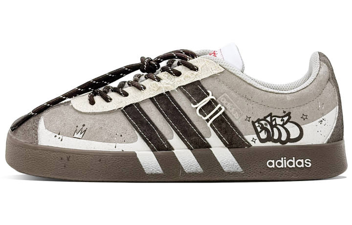 Adidas Adidas Vl Court Classic Crayon Puppy, Mist Horse Trail Synthetic Leather, Split Cow Leather Low top Skateboard Shoes