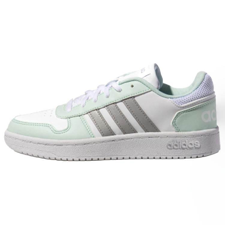 Adidas Neo Hoops 2.0 Slip Resistant Abrasion Resistant Low top Skateboard Shoes Women's White Gray Green