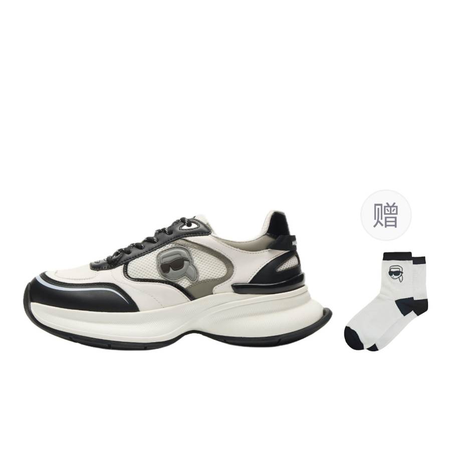KARL LAGERFELD / Karl Lagerfeld Jeans Outdoor Sports Fashion Versatile Ikonik Textile, Cow Leather Low top