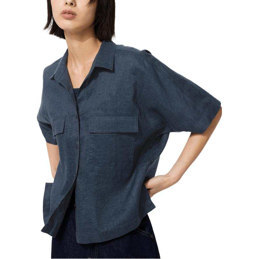 UNIQLO SS26 Shirts Women's Navy Blue Lapel