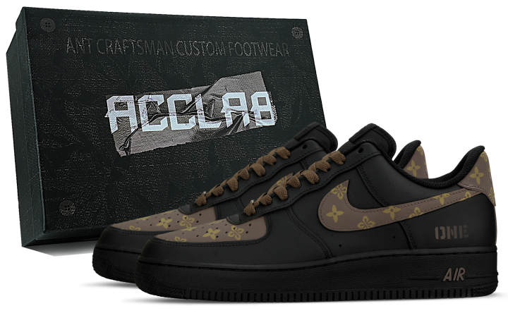 Nike Nike Air Force 1 Height Increasing Low top Skateboard Shoes Unisex Black Brown