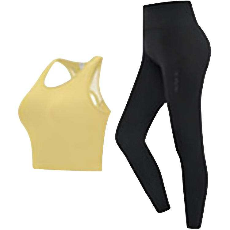CAMEL Yoga Sets Nylon cotton Blend Women's Butter/Phantom Black