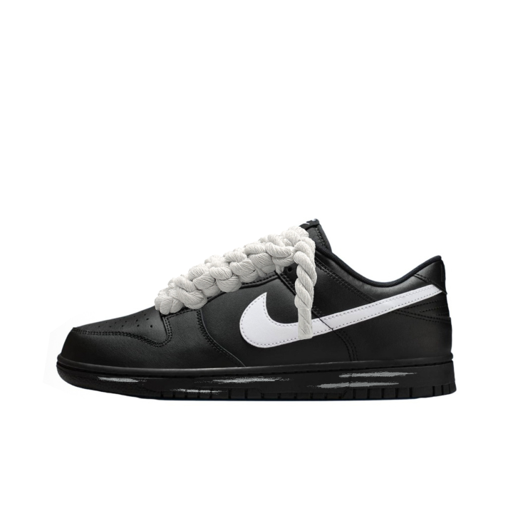 Nike Nike Dunk Plain Shadow Black Domain Leather Low top Skateboard Shoes Men's Black White