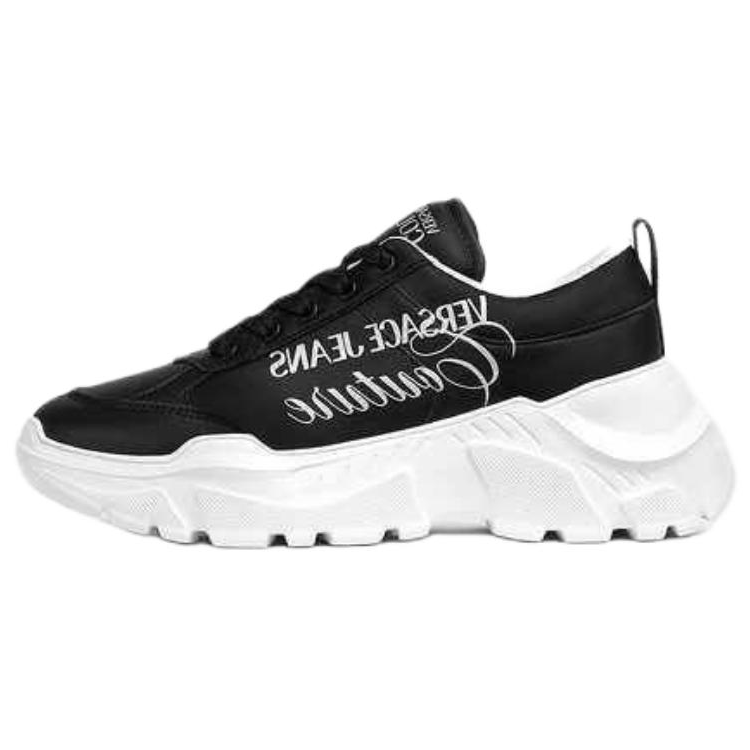 VERSACE JEANS COUTURE Cow Split Leather Low top Casual Shoes Women's Black