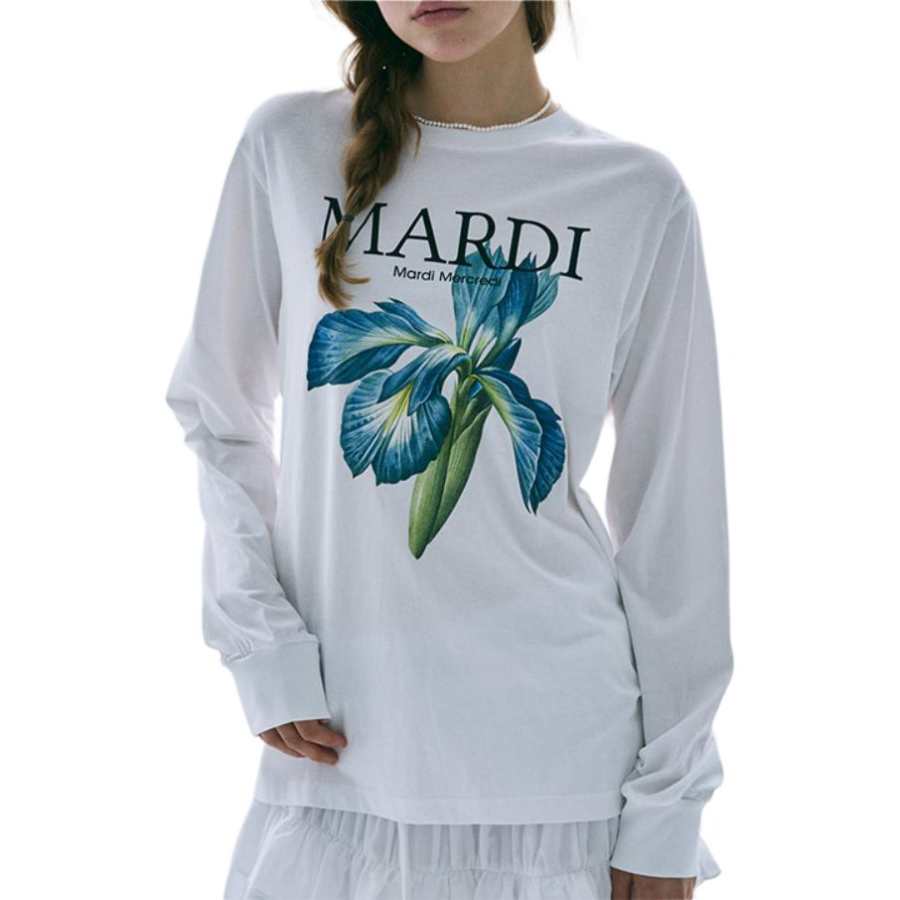 MARDI MERCREDI Lily T Shirts Women's White Crew Neck Moderate Straight Fit