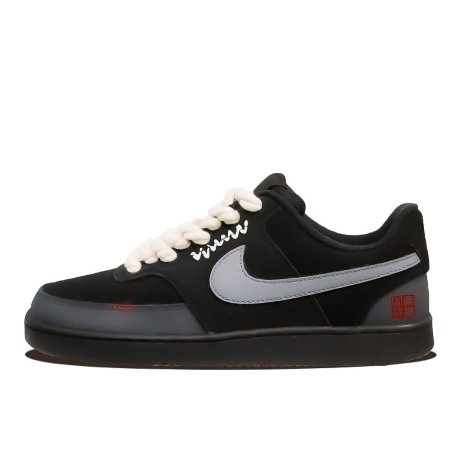 Nike Nike Court Vision 1 The Brocade Gray Is Auspicious Cushioning Abrasion Resistant Low top Skateboard Shoes Unisex