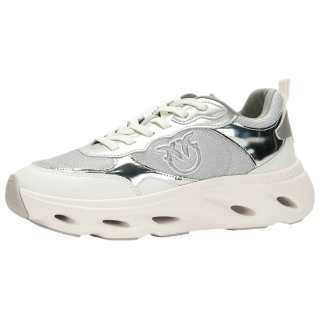 PINKO Cow Leather Low top Casual Shoes Women's Silver Gray