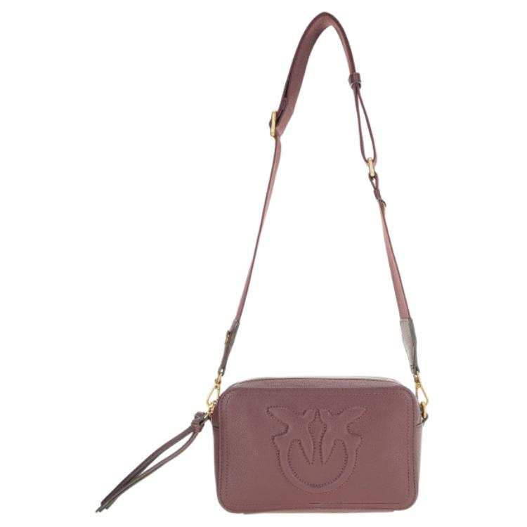 PINKO Split Cow Leather With Textile Shoulder Bag Women's Brown