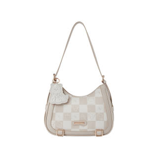 Semir Synthetic Leather Shoulder Bag Medium Women's Ecru/Walnut Brown/Dream Pink/Black