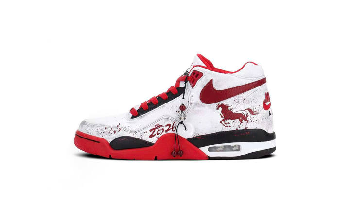 Nike Nike Flight Legacy Cushioning Slip Resistant Abrasion Resistant Mid top Vintage Basketball Shoes Men's White Red