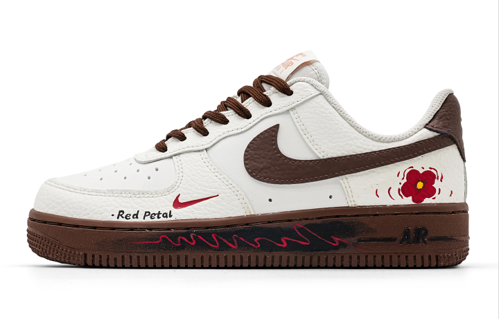 Nike Nike Air Force 1 Sparkle Wear resistant And Lightweight Low top Skateboard Shoes Women's White Brown