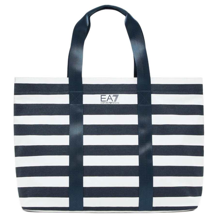 EMPORIO ARMANI Cotton Shoulder Bag Women's Blue & White